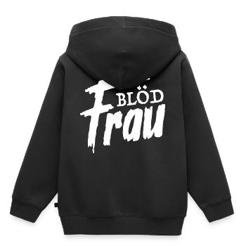 Stupide femme Drôle de phrases - Sweat Premium à capuche enfant bio - noir - Dos - AI Model Kid Male (0cm)