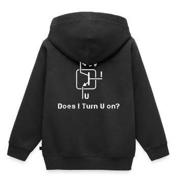 Does I turn U on ? - Sweat Premium à capuche enfant bio - noir - Dos - AI Model Kid Male (0cm)