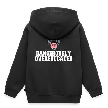 Dangereusement surqualifié - Sweat Premium à capuche enfant bio - noir - Dos - AI Model Kid Male (0cm)