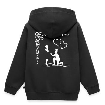 Wedding, marriage proposal, engagement, love - Kids Premium Organic Hoodie - black - Back - AI Model Kid Male (0cm)