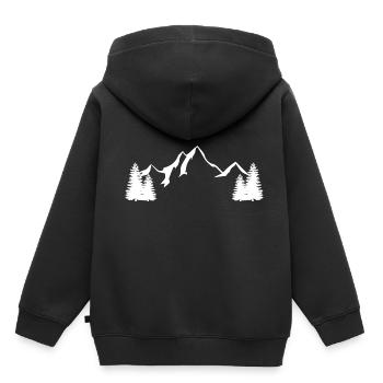 Bergkulisse mit Tannen - Kinder Premium Organic Hoodie - Schwarz - Hinten - AI Model Kid Male (0cm)