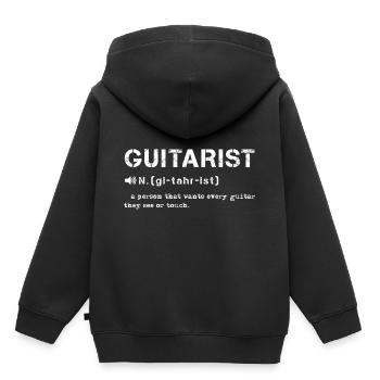 Description du gitarriste - Sweat Premium à capuche enfant bio - noir - Dos - AI Model Kid Male (0cm)