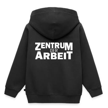 bureau de travail central disant travail de collègue drôle - Sweat Premium à capuche enfant bio - noir - Dos - AI Model Kid Male (0cm)