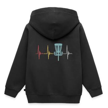 Disc Golf Retro Herzschlag Geschenk Frisbee Spiele - Kinder Premium Organic Hoodie - Schwarz - Hinten - AI Model Kid Male (0cm)
