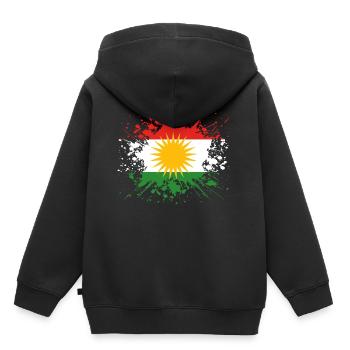 racines pays d'origine racines amour pn kurdistan de kurd - Sweat Premium à capuche enfant bio - noir - Dos - AI Model Kid Male (0cm)