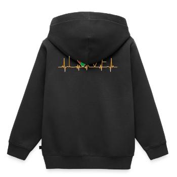 accueil roots patrie love heart from Guinée Bissau - Sweat Premium à capuche enfant bio - noir - Dos - AI Model Kid Male (0cm)