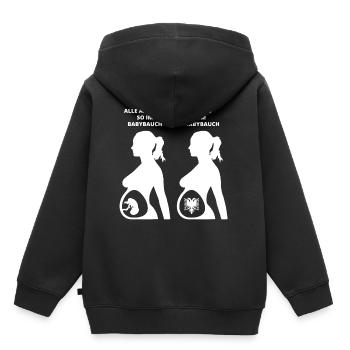 GESCHENK BABYBAUCH GEBOREN ALBANIEN - Kinder Premium Organic Hoodie - Schwarz - Hinten - AI Model Kid Male (0cm)