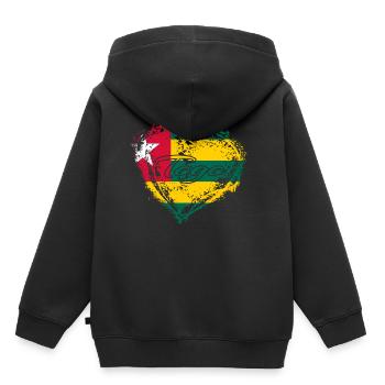 PAYS CADEAU ROOTS AMOUR Togo - Sweat Premium à capuche enfant bio - noir - Dos - AI Model Kid Male (0cm)