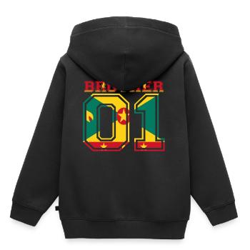 frère frère 01 roi Grenade - Sweat Premium à capuche enfant bio - noir - Dos - AI Model Kid Male (0cm)