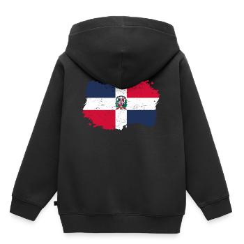 indigène Drapeau Roots Roots Re dominicaine - Sweat Premium à capuche enfant bio - noir - Dos - AI Model Kid Male (0cm)