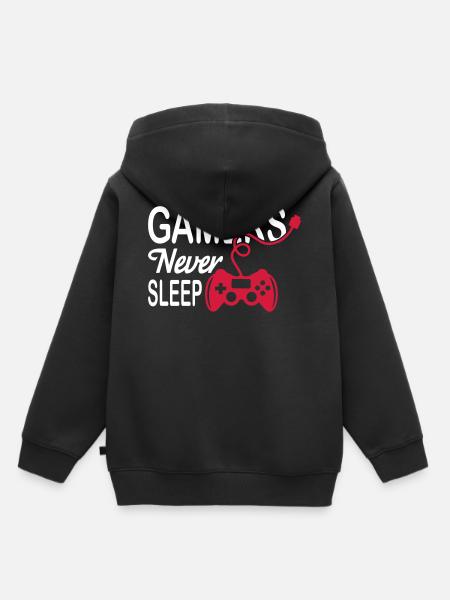 Gamers Never Sleep - Kinder Premium Organic Hoodie - Schwarz