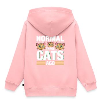 I Was Normal Three Cats Ago - Cat Cats Muster - Kids Premium Organic Hoodie - rose - Back - AI Model Kid Female (0cm)