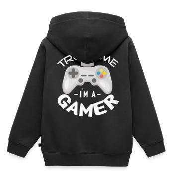 Trust me I'm gamers gambling console game - Kids Premium Organic Hoodie - black - Back - AI Model Kid Male (0cm)