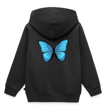 Papillon Papillon Animal Bleu - Sweat Premium à capuche enfant bio - noir - Dos - AI Model Kid Male (0cm)