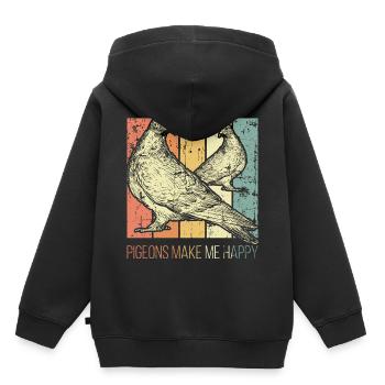 Pigeons voyageurs Pigeons - Sweat Premium à capuche enfant bio - noir - Dos - AI Model Kid Male (0cm)