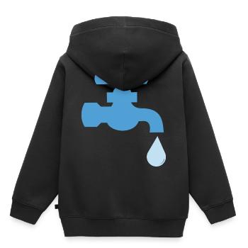 Gouttes d’eau Robinet d’eau - Sweat Premium à capuche enfant bio - noir - Dos - AI Model Kid Male (0cm)