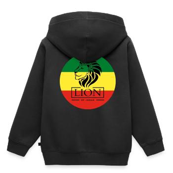 Lion of Judah - Jah Rastafari Reggae Roots Shirt - Kinder Premium Organic Hoodie - Schwarz - Hinten - AI Model Kid Male (0cm)