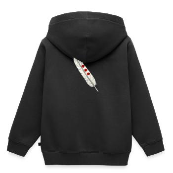 Cadeau chemise plume indien - Sweat Premium à capuche enfant bio - noir - Dos - AI Model Kid Male (0cm)