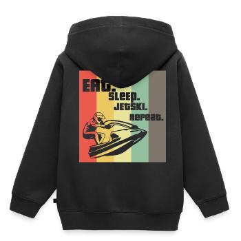 Eat Sleep Jetski RepeatJet Ski Cadeau Retro - Sweat Premium à capuche enfant bio - noir - Dos - AI Model Kid Male (0cm)