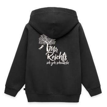 Arbre. Balançoire. En disant. - Sweat Premium à capuche enfant bio - noir - Dos - AI Model Kid Male (0cm)