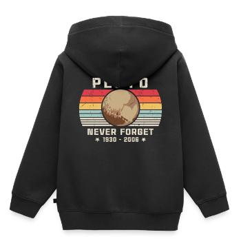 N'oubliez jamais Pluto Retro Vintage Space Science - Sweat Premium à capuche enfant bio - noir - Dos - AI Model Kid Male (0cm)