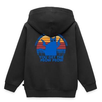 Vous mess avec le meow meow vous obtenez le peow peow - Sweat Premium à capuche enfant bio - noir - Dos - AI Model Kid Male (0cm)