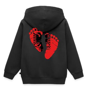 Albanie Kosovo Aigle albanais - Sweat Premium à capuche enfant bio - noir - Dos - AI Model Kid Male (0cm)