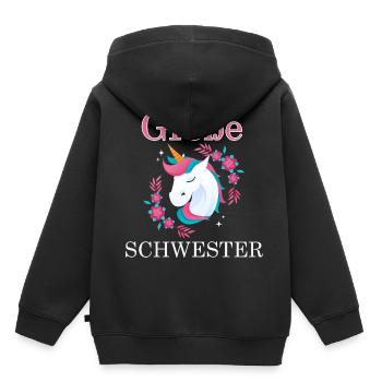 Große Schwester Einhorn Geschwister Schwestern Ges - Kinder Premium Organic Hoodie - Schwarz - Hinten - AI Model Kid Male (0cm)