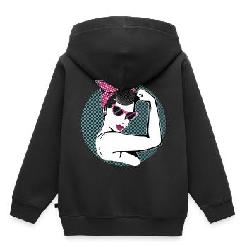 Rockabilly Fille - Sweat Premium à capuche enfant bio - noir - Dos - AI Model Kid Male (0cm)