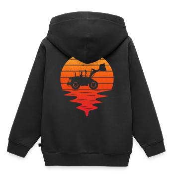 Chargeuse retro chargeuse sur pneus - Sweat Premium à capuche enfant bio - noir - Dos - AI Model Kid Male (0cm)