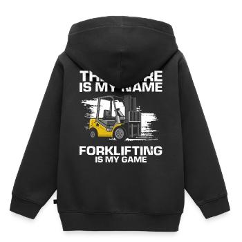Gabelstaplerfahrer und Lagerhaus Gabestaplerfahrer - Kinder Premium Organic Hoodie - Schwarz - Hinten - AI Model Kid Male (0cm)
