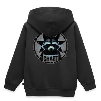raton laveur, chaotique, anarchie, révolution, étoile - Sweat Premium à capuche enfant bio - noir - Dos - AI Model Kid Male (0cm)
