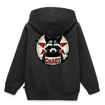 raton laveur, chaotique, anarchie, étoile, révolution - Sweat Premium à capuche enfant bio - noir - Dos - AI Model Kid Male (0cm)