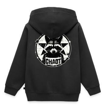 raton laveur, chaotique, anarchie, étoile, révolution - Sweat Premium à capuche enfant bio - noir - Dos - AI Model Kid Male (0cm)