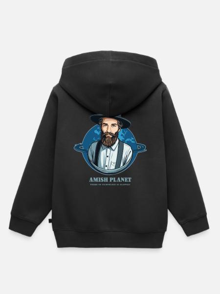 Amisch Planet - Kinder Premium Organic Hoodie - Schwarz