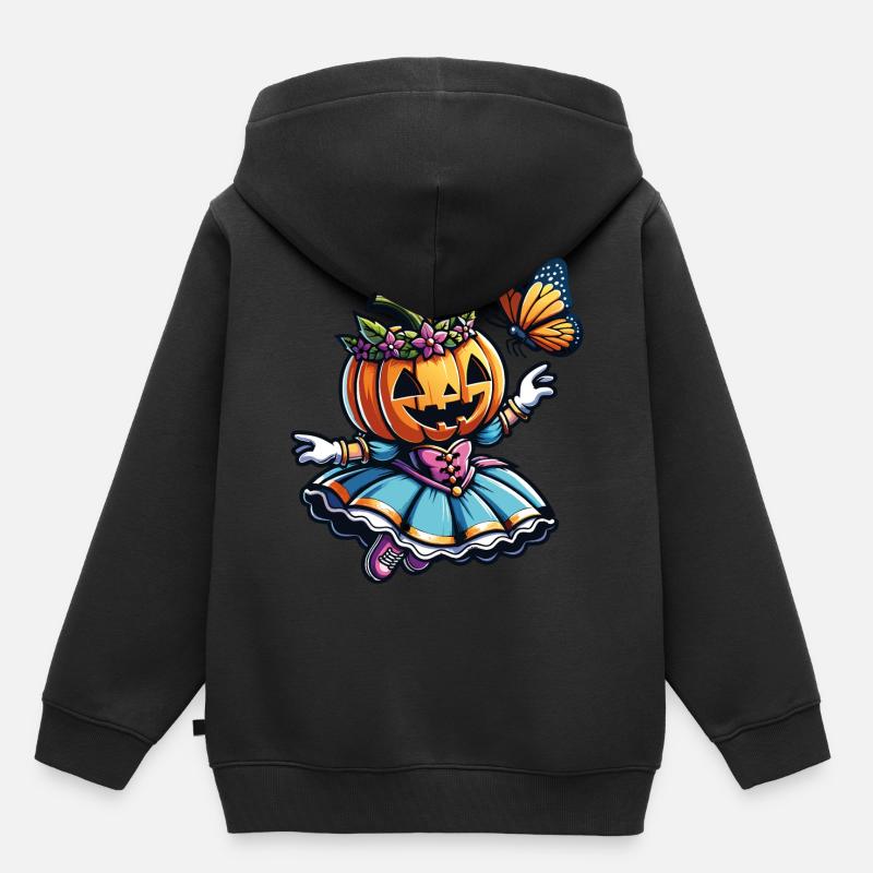 Mignonne princesse d’Halloween avec papillon - Sweat Premium à capuche enfant bio - noir