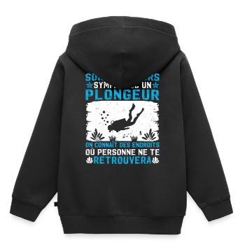 Sois toujours sympa avec un plongeur - Sweat Premium à capuche enfant bio - noir - Dos - AI Model Kid Male (0cm)