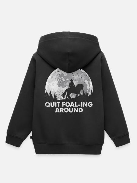 Cydesdale Rider et dessin de cheval de trait - Sweat Premium à capuche enfant bio - noir