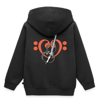Cœur de clés basses avec contrebasse - Sweat Premium à capuche enfant bio - noir - Dos - AI Model Kid Male (0cm)