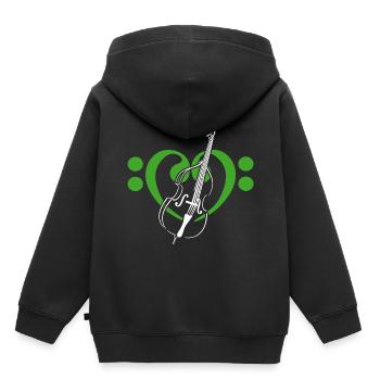Cœur de clés basses avec contrebasse - Sweat Premium à capuche enfant bio - noir - Dos - AI Model Kid Male (0cm)