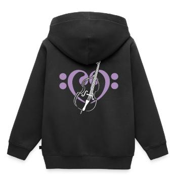Cœur de clés basses avec contrebasse - Sweat Premium à capuche enfant bio - noir - Dos - AI Model Kid Male (0cm)