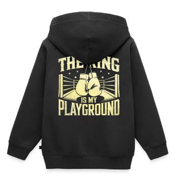 L’anneau est mon terrain de jeu Boxer Sports Gym Athlète - Sweat Premium à capuche enfant bio - noir - Dos - AI Model Kid Male (0cm)