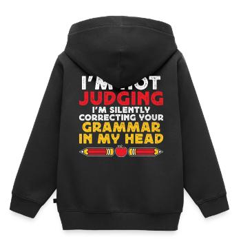 Professeur de langues étrangères École Professeurs de langues - Sweat Premium à capuche enfant bio - noir - Dos - AI Model Kid Male (0cm)