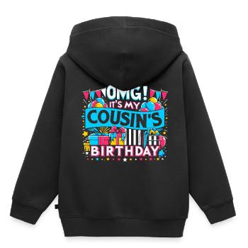 OMG, es ist der Geburtstags-Familiencousin meines Cousins - Kinder Premium Organic Hoodie - Schwarz - Hinten - AI Model Kid Male (0cm)