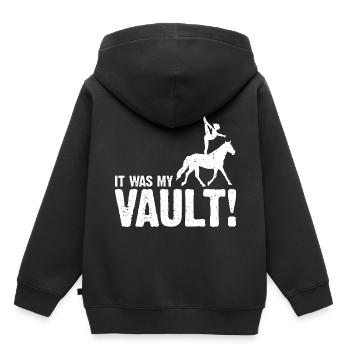 Conception de voûte et conception de chevaux de voûte - Sweat Premium à capuche enfant bio - noir - Dos - AI Model Kid Male (0cm)