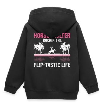 Conception de voûte et conception de chevaux de voûte - Sweat Premium à capuche enfant bio - noir - Dos - AI Model Kid Male (0cm)