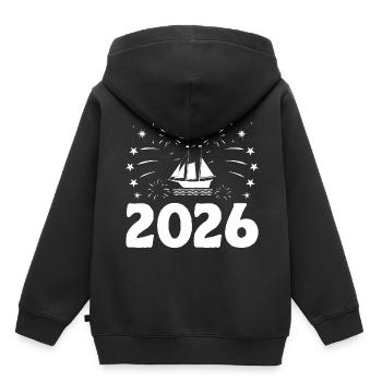 Neujahrsthema Paddelboot - Kinder Premium Organic Hoodie - Schwarz - Hinten - AI Model Kid Male (0cm)
