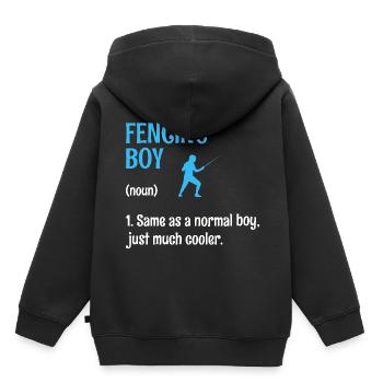 Escrime Garçon Identique À Un Garçon Normal Juste Beaucoup Plus Cool - Sweat Premium à capuche enfant bio - noir - Dos - AI Model Kid Male (0cm)