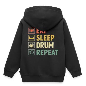 Manger Dormir Tambour Répéter Tambour Tambour - Sweat Premium à capuche enfant bio - noir - Dos - AI Model Kid Male (0cm)