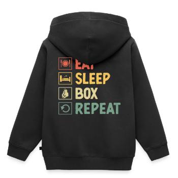 Manger Sleep Box Répéter Boxer Sports Force Athlète - Sweat Premium à capuche enfant bio - noir - Dos - AI Model Kid Male (0cm)